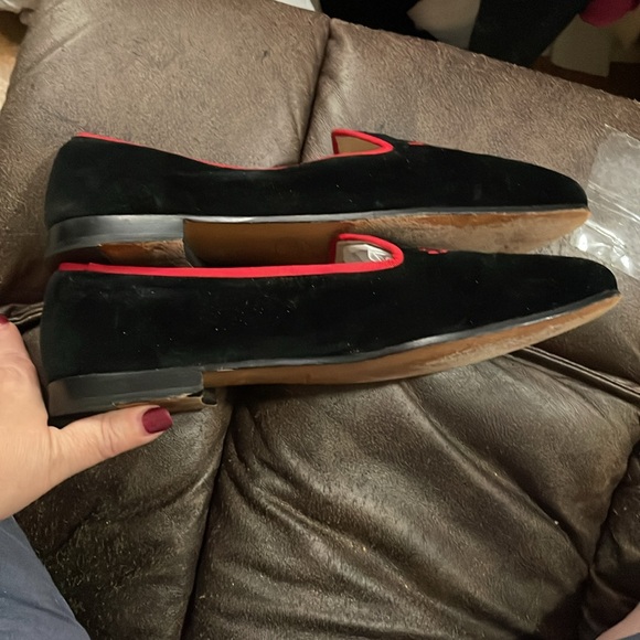 Vintage Stubbs & Wootton black velvet red devil smoking slippers slip on shoes - Picture 5 of 7